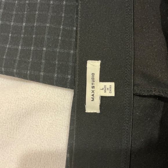 Max Studio Size Large pull on pants black and grey plaid - Picture 3 of 6